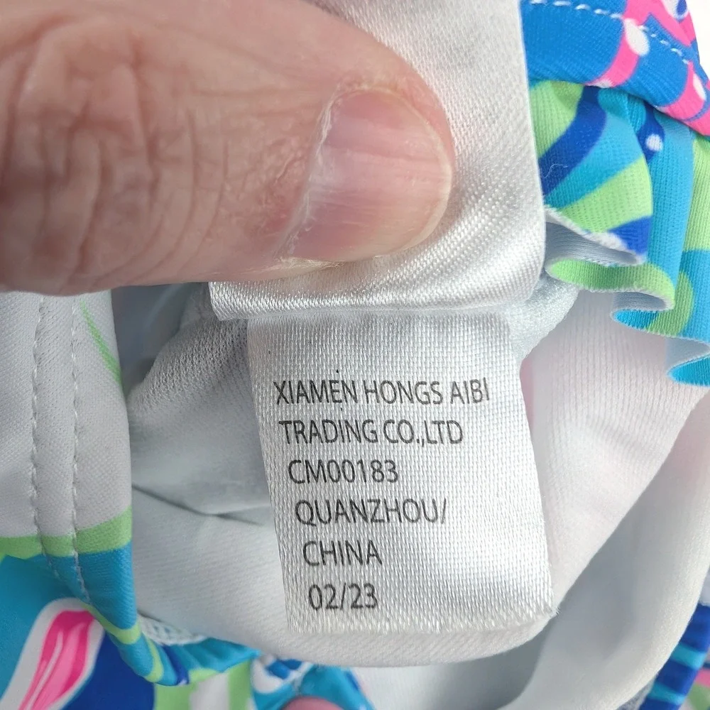 Tommy‎ Bahama Kids 3T Rash Guard One Piece Swimsuit Blue Pink Jellyfish Print